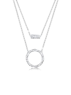 Halskette 2-Lagig Layer Kreis Stab Geo Design 925 Silber