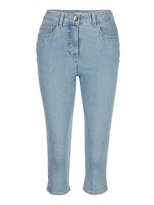 Capri-jeans met harmonieus gekleed borduursel