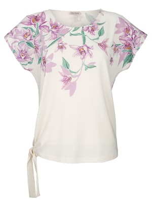 Shirt mit floralem Druck im Schulterbereich