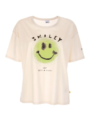 Shirt Smiley-Print mit Wording auf der Front