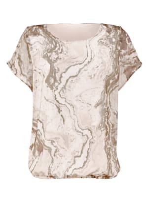 Pull-on blouse with a marble-effect print