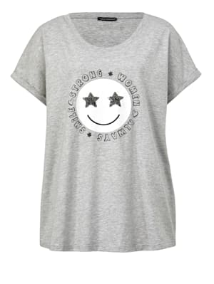 Shirt met smiley-motief en pailletten