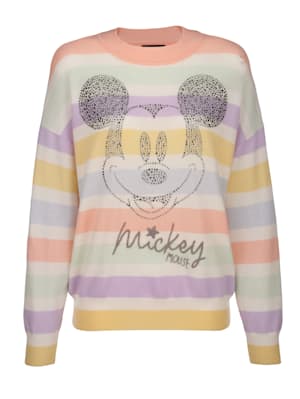 Pullover große Mickey Mouse in Hotfixsteinchen