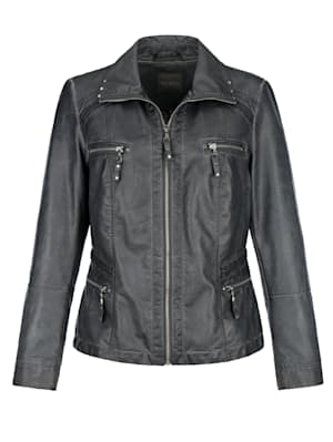 Faux leather jacket in a distressed finish