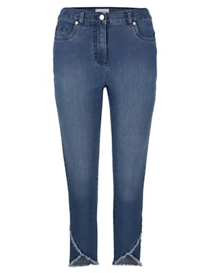 Jeans mit asymmetrischem Fransenabschluss