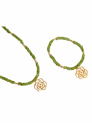 Halskette Peridot Blume Art-Deco