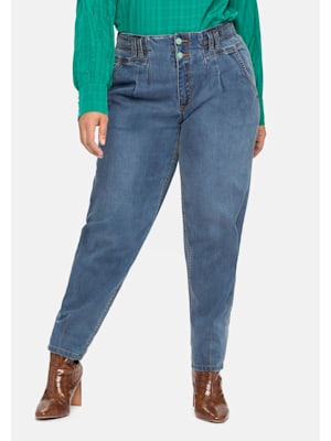 Mom-Jeans mit hohem Bund, in lockerem Schnitt