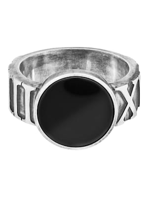 Ring 925/- Sterling Silber Onyx schwarz Mattiert 925/- Sterling Silber