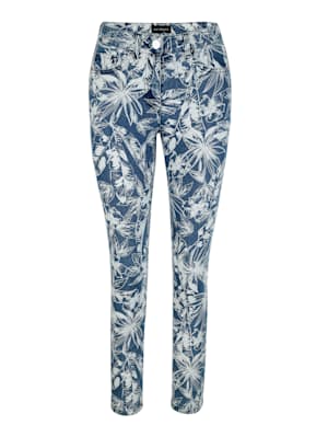 Jeans mit floralem Blätter Print