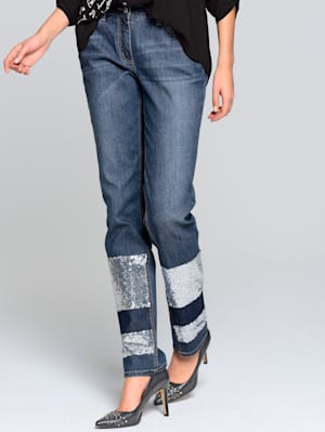 Jeans mit Pailletten in der Vorderhose