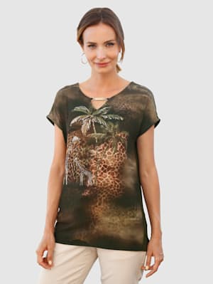 T-shirt à motif imprimé de girafe