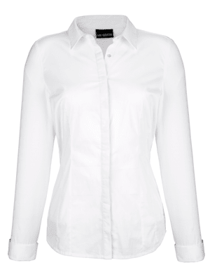 Bluse mit Vorderteil aus Webware und Rückteil & Ärmel aus elastischer Jerseyqualität