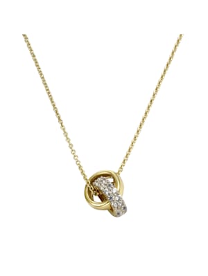 Halskette 375/- Gold Zirkonia weiß 45cm Glänzend
