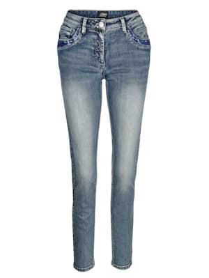 Jeans mit Pailletten- und Strassdekoration