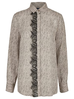 Semitransparente Bluse mit All-over-Muster