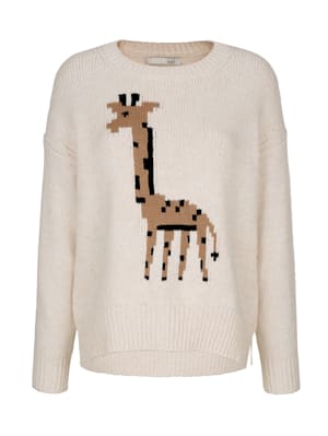 Pullover mit eingestrickter Giraffe