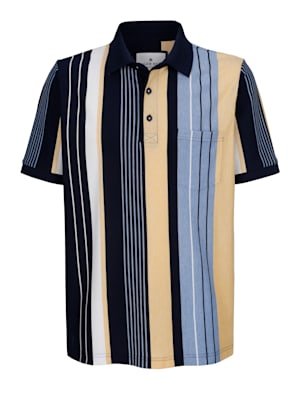 Poloskjorte med garnfarget stripemønster