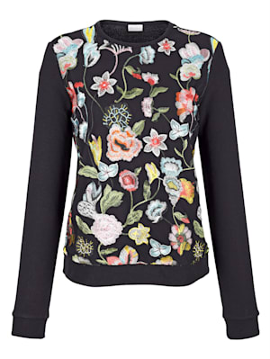 Sweatshirt mit floraler Netz-Qualität