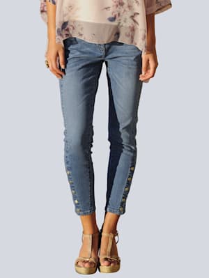 Skinny Fit Jeans mit Druckknöpfen am Saum