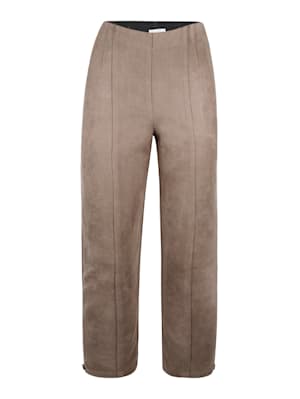 Pull-on trousers in a faux suede finish