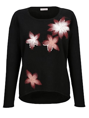 Pullover mit gefilztem Blumenmotiv