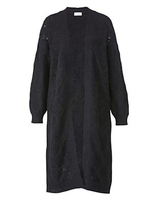 Pletený kabát s polotransparentným ažúrovým pletením