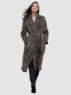 Manteau en laine mélangée à joli motif à carreaux