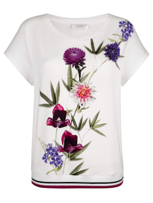 T-shirt à imprimé floral photoréaliste