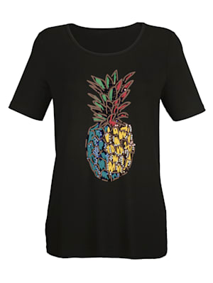 Shirt mit Ananasdruck und Pailletten