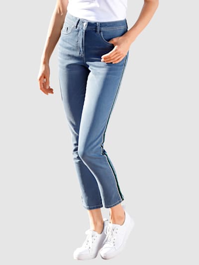 Klingel Dames Kleding Broeken & Jeans Korte broeken Capris Capribroek met push-upeffect Donkerblauw 