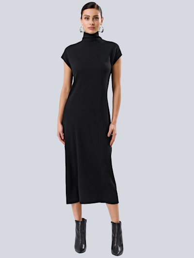 Alba Moda Damen Kleidung Kleider Hochgeschlossene Kleider Kleid mit Rollkragen schwarz 