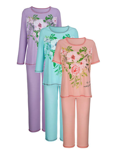 Pyjamas per 2 stuks met schattig borstzakje Happy Size Dames Kleding Nachtmode Pyjamas 