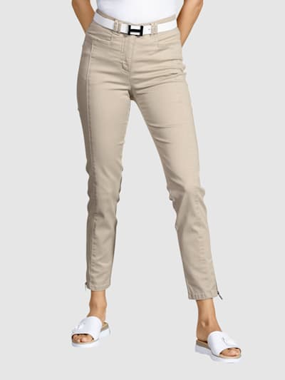Klingel Dames Kleding Broeken & Jeans Korte broeken Capris Capribroek met stras aan de zoom Wit 