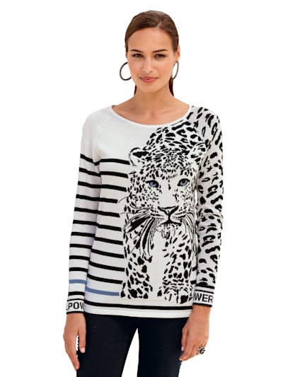 Wenz Dames Kleding Truien & Vesten Truien Sweaters Sweatshirt met modieuze details Offwhite/Zwart 