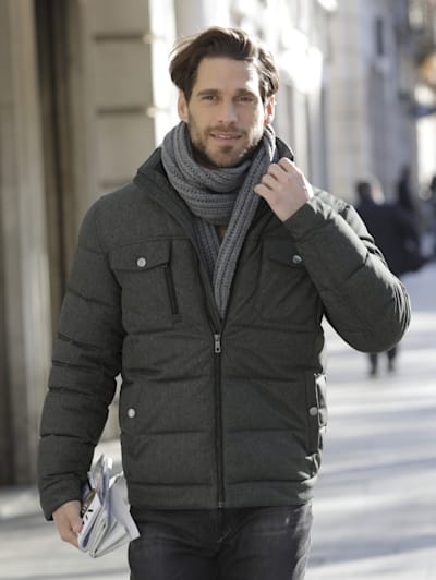 Doorgestikte jas van een materialenmix Happy Size Heren Kleding Jassen Winterjassen Mantels 