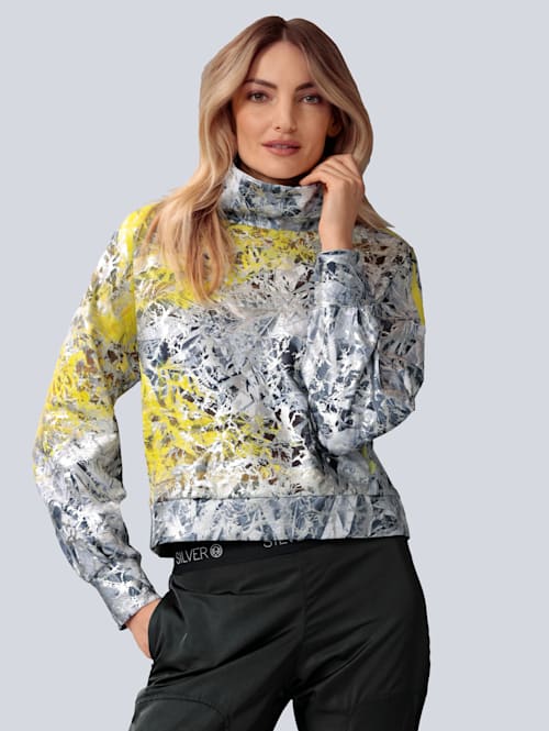 Sweatshirt mit Alufoliendruck und citric Farbflecken