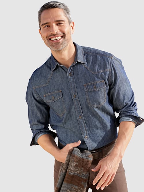Džínsová košeľa s 2 náprsnými vreckami