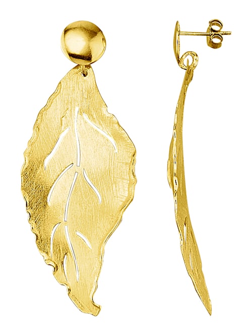 Blatt-Ohrringe in Silber 925, vergoldet