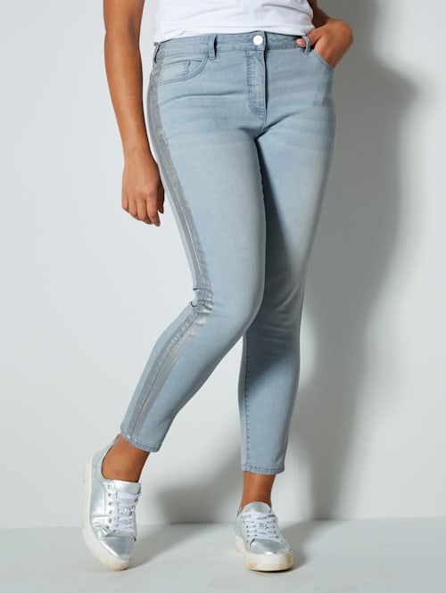 Jeans mit glänzendem Galonstreifen