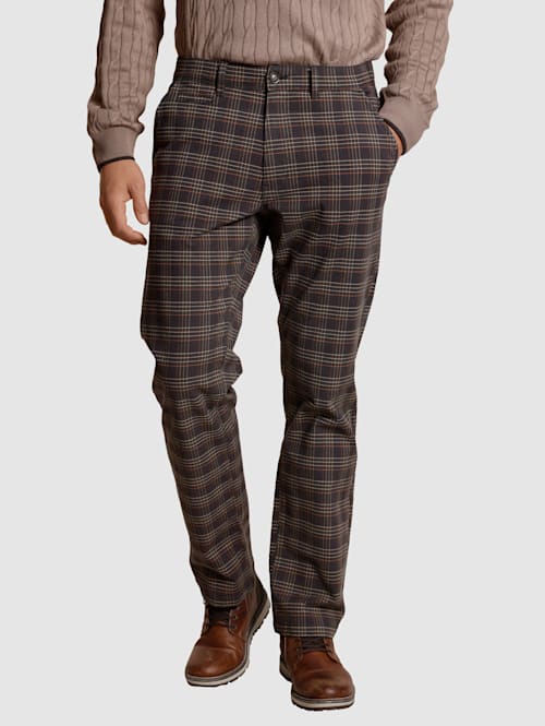 Chino kalhoty s módním károvaným vzorem