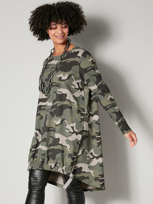 Long-Sweatshirt mit Camouflage Muster allover
