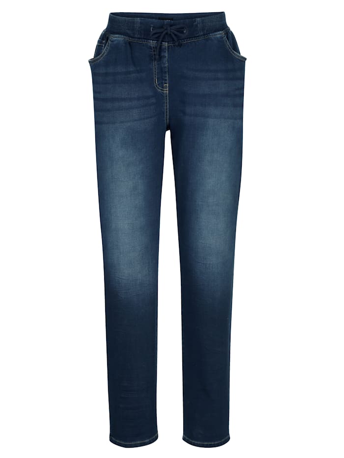MIAMODA Jeans met kreukeffect, Dark blue