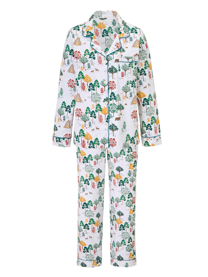 BedHead Pyjama mit Wald-Print, Off-white