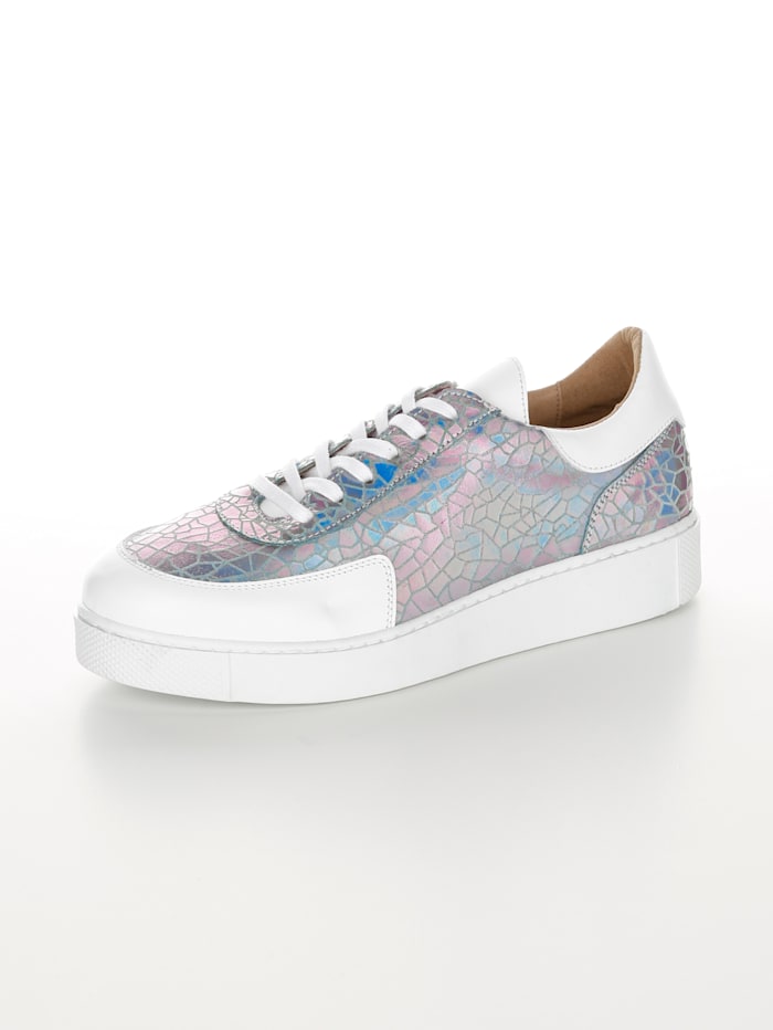 Alba Moda Sneaker mit Kroko-Muster, Silberfarben/Weiß