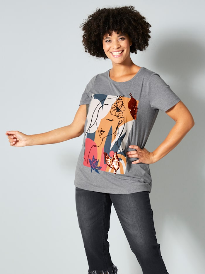 Angel of Style Shirt mit tollem Motiv-Print, Grau
