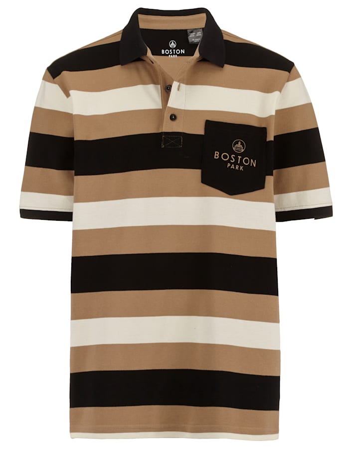 Boston Park Poloshirt aus reiner Baumwolle, Beige/Schwarz