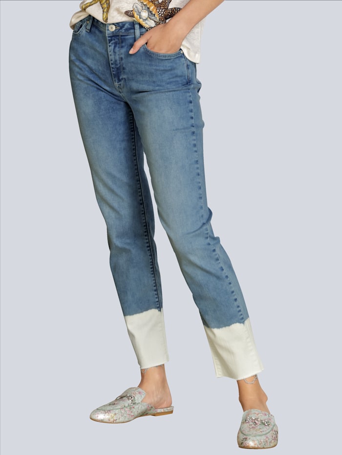 Raffaello Rossi Jeans mit besonderem Highlight am Saum, Blue bleached