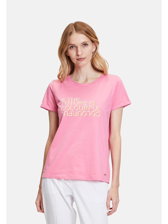 Betty & Co Baumwollshirt mit Print, Pink/Orange