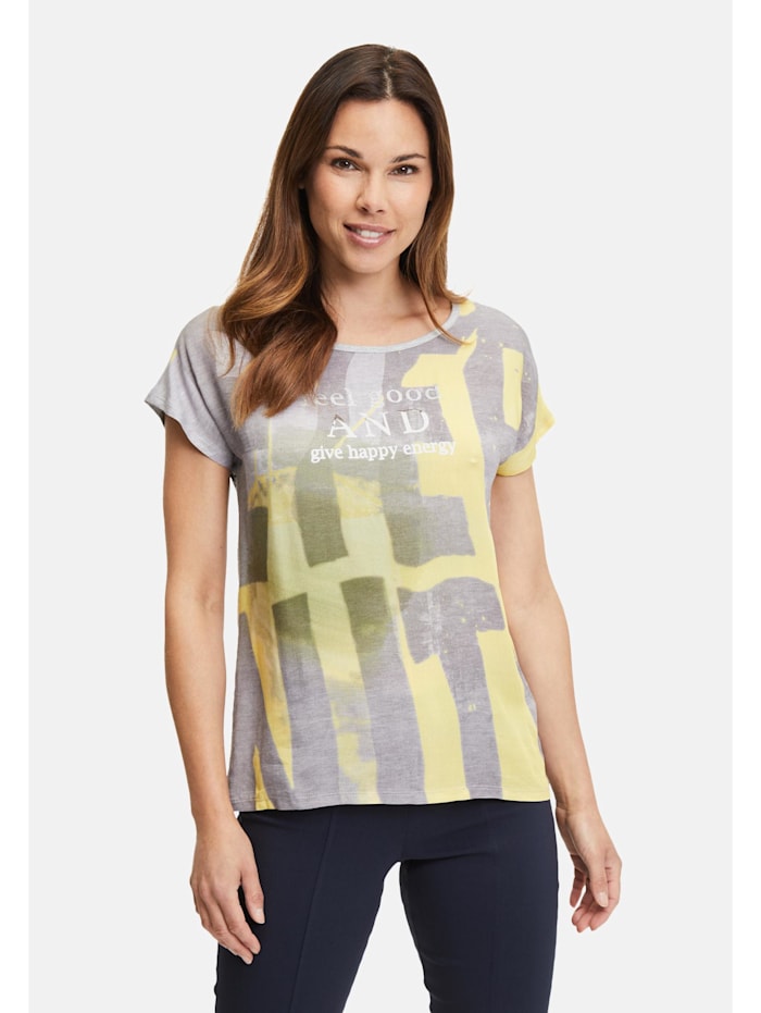 Betty & Co Casual-Shirt mit Print, Grey/Yellow