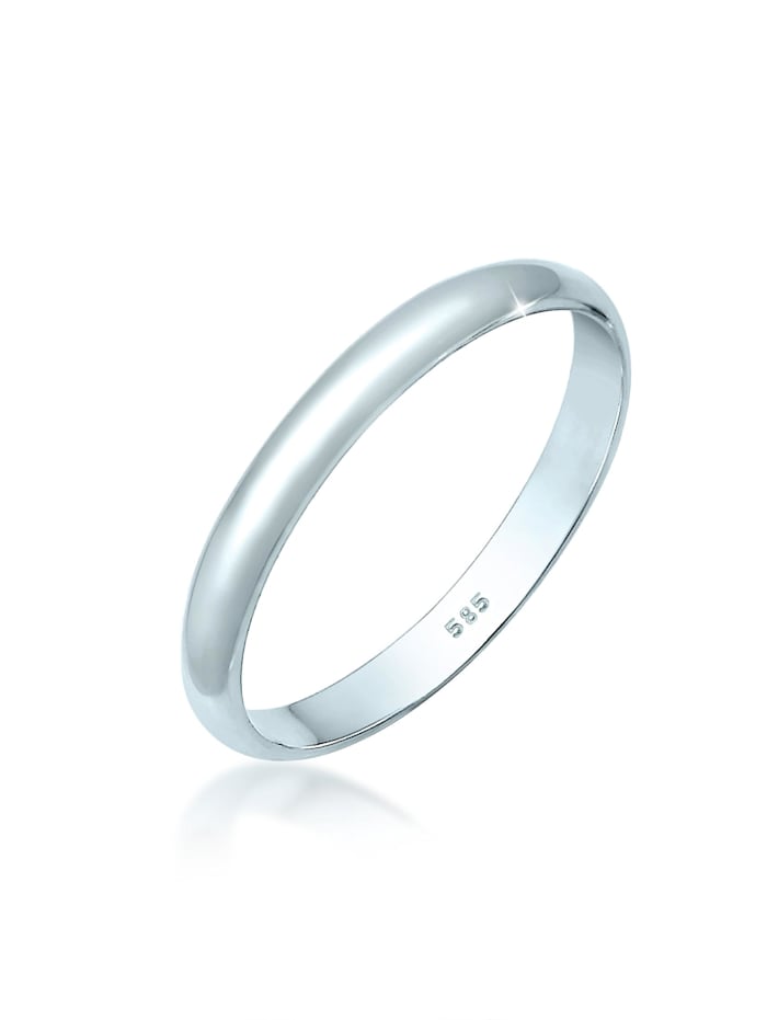 Elli Premium Ring Basic Bandring Hochzeit Trauring 585 Weißgold, Weiß